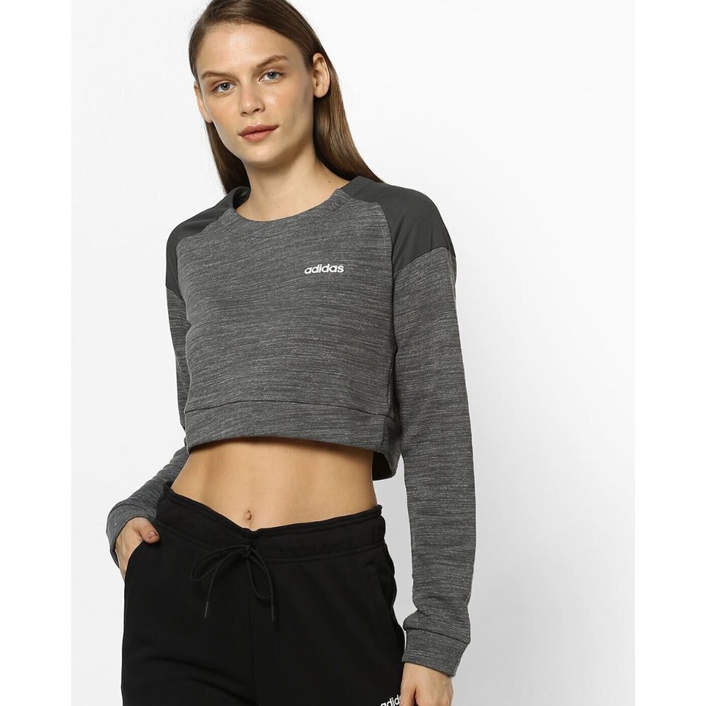 Adidas Climalite Crew‎ Neck Heathered Crop Top